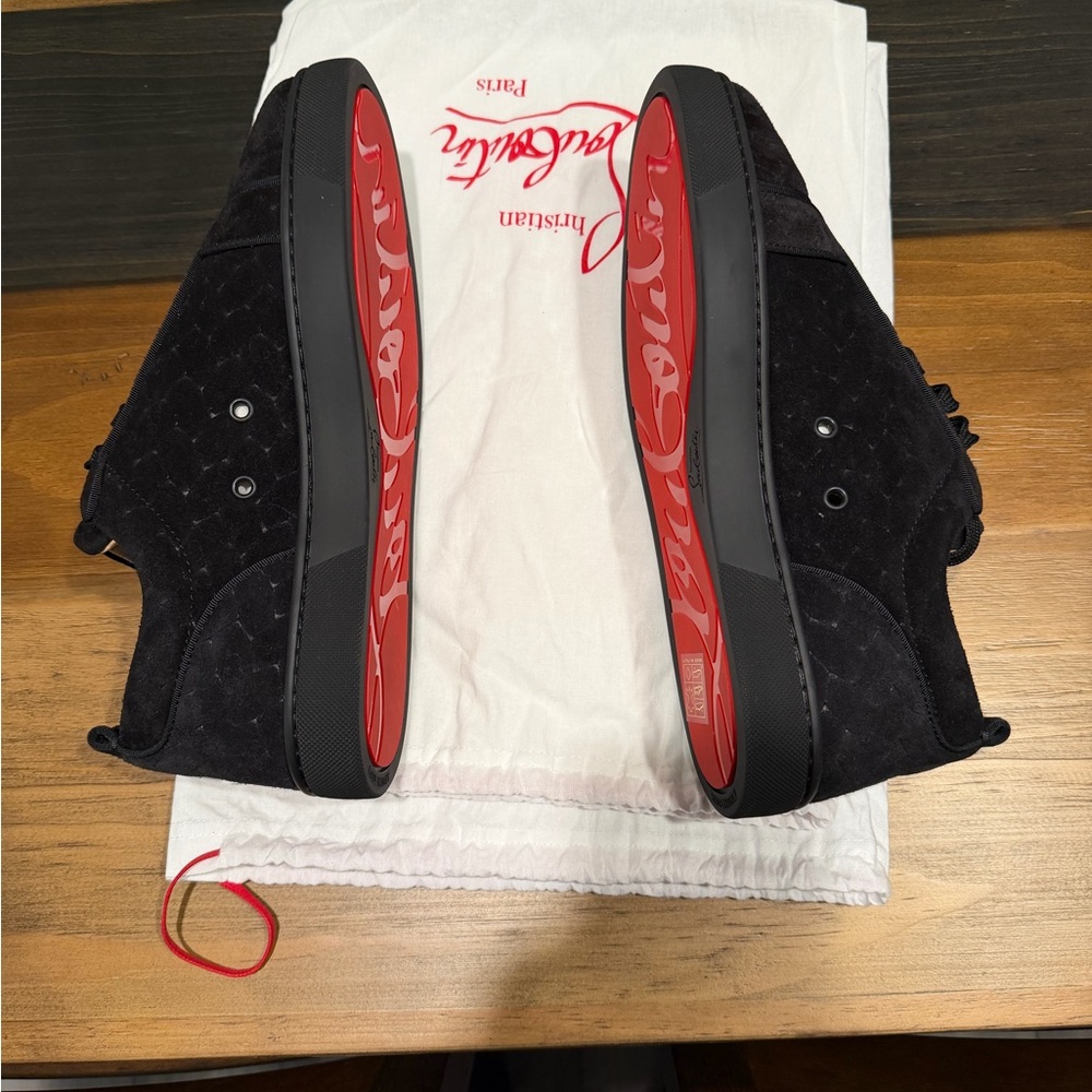 Christian Louboutin Black Textured Sneakers - Picture 8 of 8